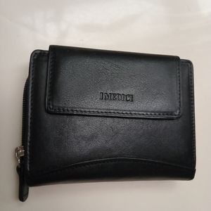 Women's I Medici Bi-Fold/Zip Black Fine Italian Leather Wallet